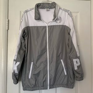Victoria Secret PINK Grey and White Colorblocked Windbreaker